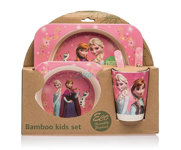 Набір дитячого посуду бамбуковий 5 приладів Frozen Eco B ...
