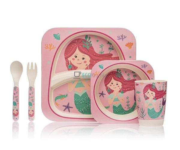 Набір дитячого посуду бамбуковий 5 приладів Русалка Eco  ...