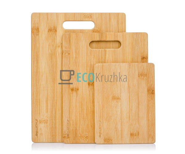 Набір 3шт обробних дощок з бамбука Kamille KM-10078 Набір 3шт обробних дощок з бамбука Kamille KM-10078