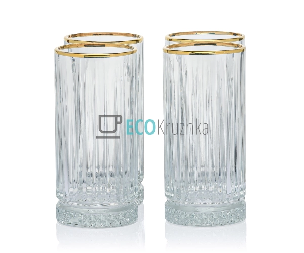 Набір склянок 4 шт Елізія 280 мл Золотий обідок (520125- ... Набір склянок 4 шт Елізія 280 мл Золотий обідок (520125- ...