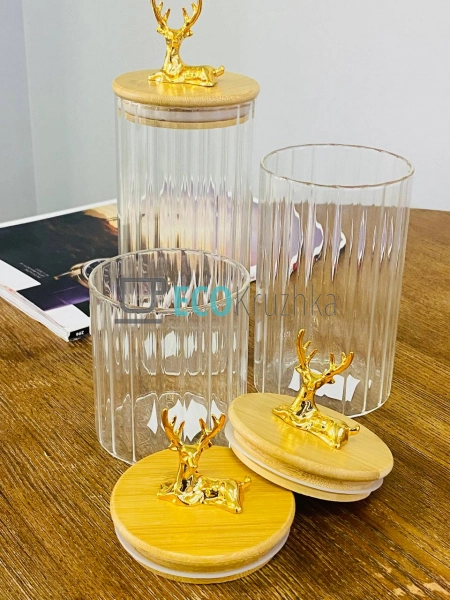 Ємність "Прозорий олень" 9 х 18 см (102-651) Ємність "Прозорий олень" 9 х 18 см (102-651)