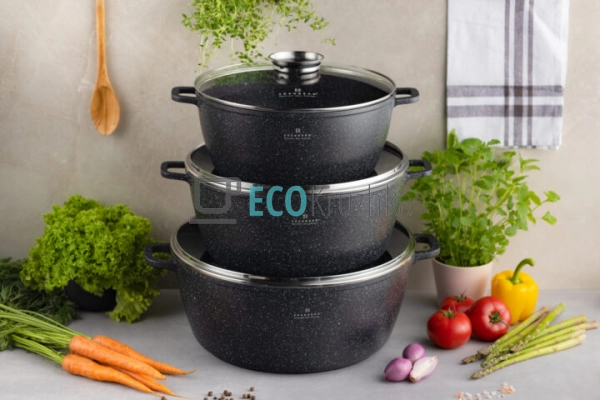 Набір каструль Edenberg 6 предметів з мармуровим антипри ... Набір каструль Edenberg 6 предметів з мармуровим антипри ...