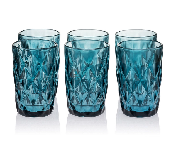 Набір кольорових склянок 6шт Glassware 350мл Синій EK901 ...