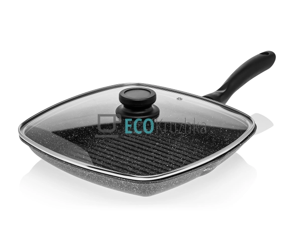 Сковорода-гриль 28 см з кришкою та антипригарним покритт ...