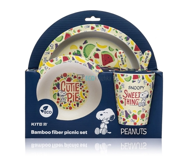 Набір дитячого посуду бамбуковий 5 приладів Фрукти EK109 ...