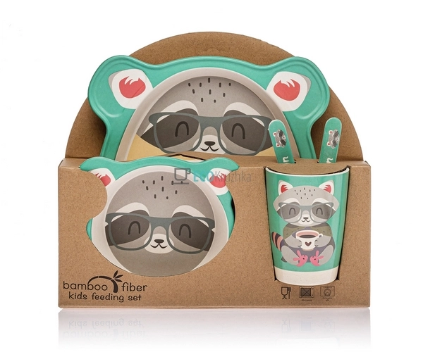 Набір дитячого посуду бамбуковий 5 приладів Єнот Eco Bam ...