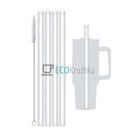 Набір 4 трубочки 8х200 мм і щітка "Прозорий" (102-659) Набір 4 трубочки 8х200 мм і щітка "Прозорий" (102-659)