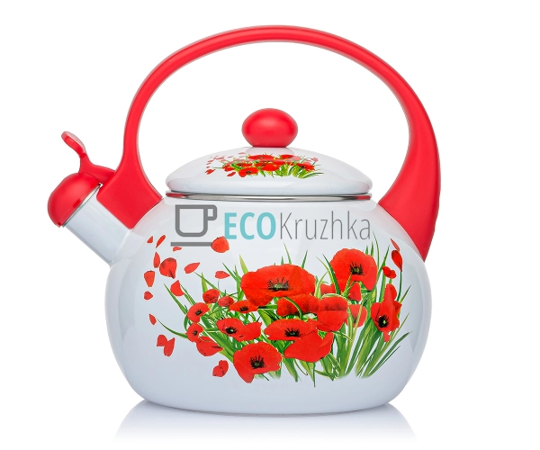 Чайник Емальований 2.2л із свистком Маковий Букет Zaurbe ...