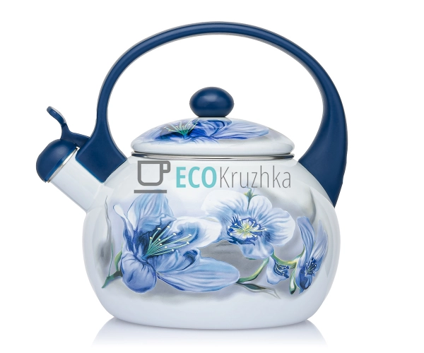 Чайник Емальований 2.2л із свистком Орхідея Синя Zaurber ...