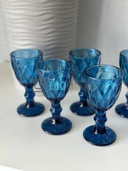 Набір чарок з кольорового скла 6 шт Glassware 40 мл Сині ... Набір чарок з кольорового скла 6 шт Glassware 40 мл Сині ...