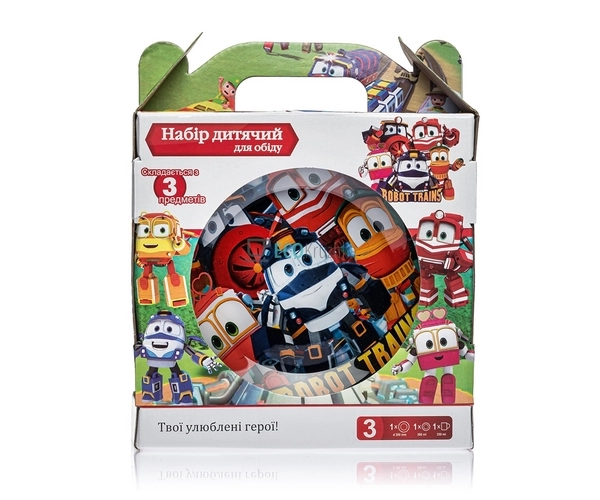 Набір скляного посуду для дітей 3 предмета Robot Trains  ...