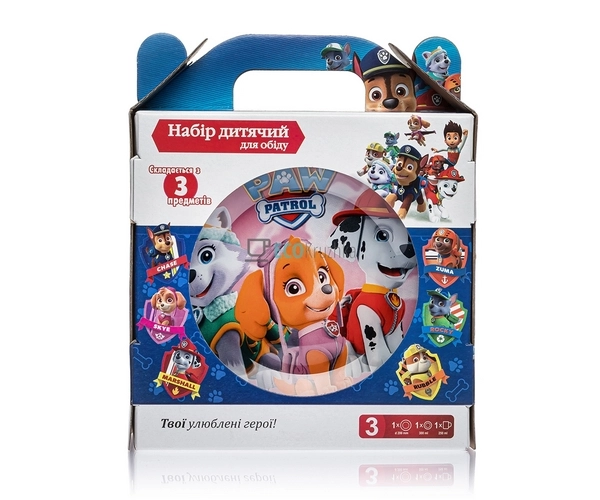 Набір скляного посуду для дітей 3 предмета Щенячий патру ...