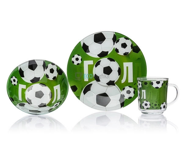 Набір скляного посуду для дітей 3 предмета Футбол EK1098 ...