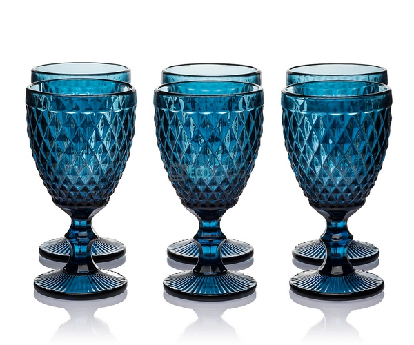 Келихи для вина з кольорового скла 6 шт Glassware 320мл  ...