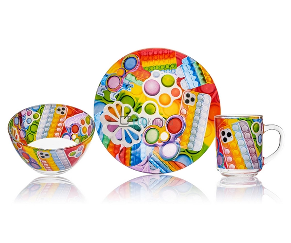 Набір скляного посуду для дітей 3 Pop it Metr + Original ...