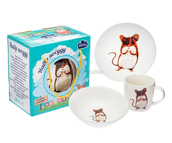 Набір посуду для сніданку Milika Cute Hamster 3 предмети ...