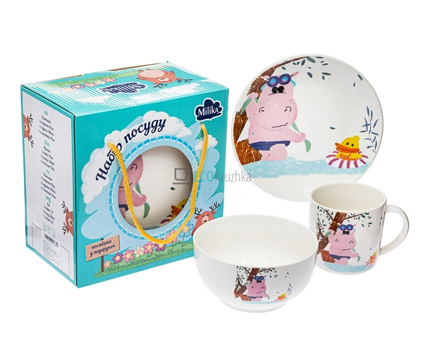 Набір посуду для сніданку Milika Swim Hippo 3 предмети E ... Набір посуду для сніданку Milika Swim Hippo 3 предмети E ...