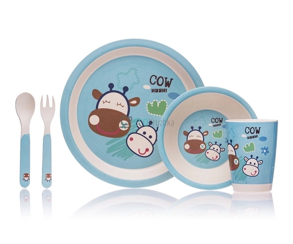 Набір дитячого посуду бамбуковий 5 приладів Корівка EK48 ... Набір дитячого посуду бамбуковий 5 приладів Корівка EK48 ...