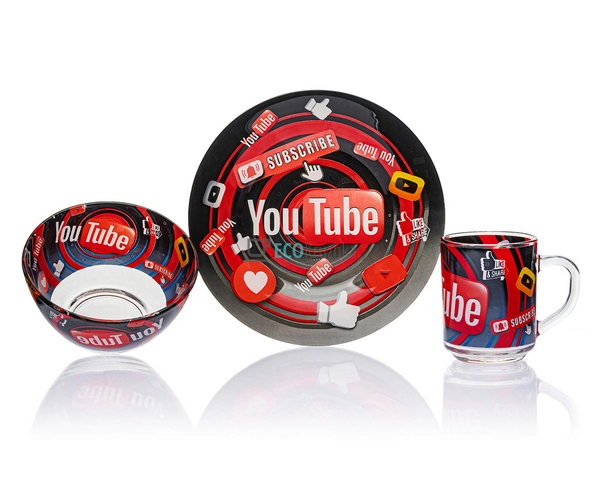 Набір скляного посуду для дітей YouTube Metr + Original  ...