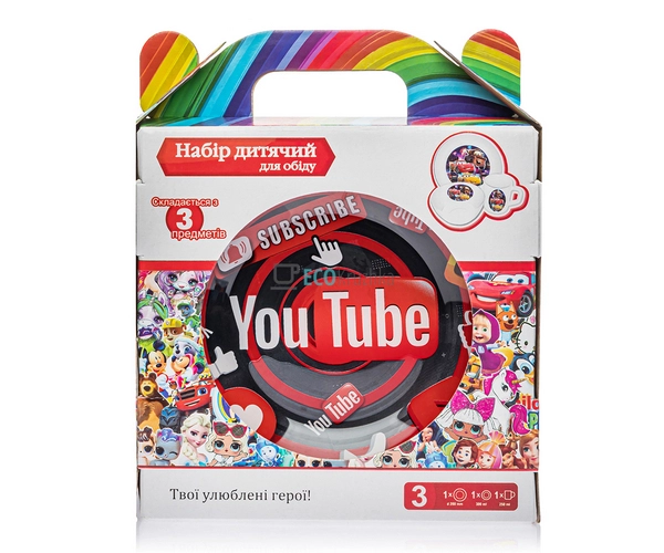 Набір скляного посуду для дітей YouTube Metr + Original  ...