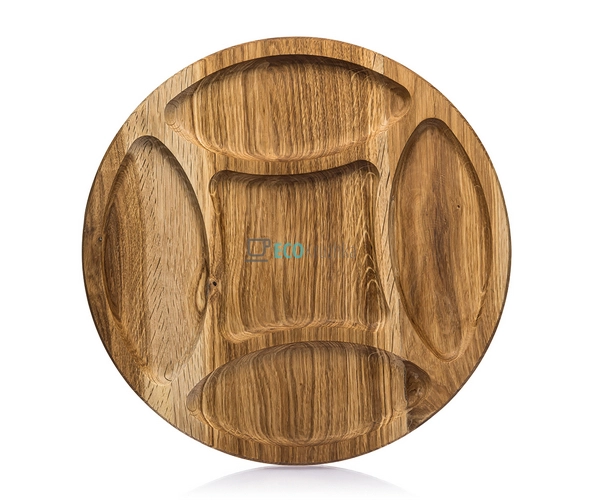 Менажниця кругла Дубова пяти секційна з соусником 30 см  ...