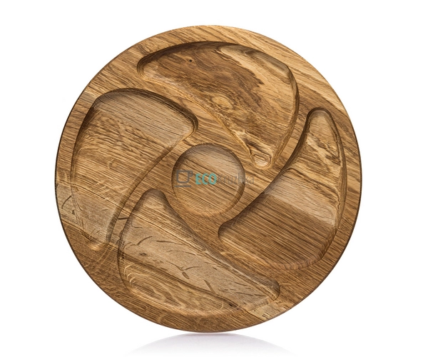 Менажниця кругла дубова чотирьох секційна з соусником 30 ...