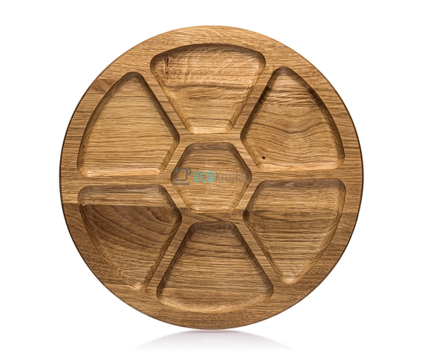 Менажниця кругла дубова семисекційна з соусником 30 см E ...