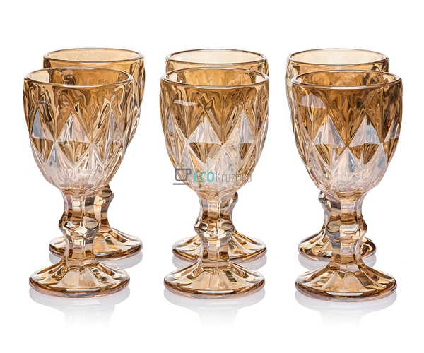 Набір чарок із кольорового скла 6шт Glassware 40 мл Золо ... Набір чарок із кольорового скла 6шт Glassware 40 мл Золо ...