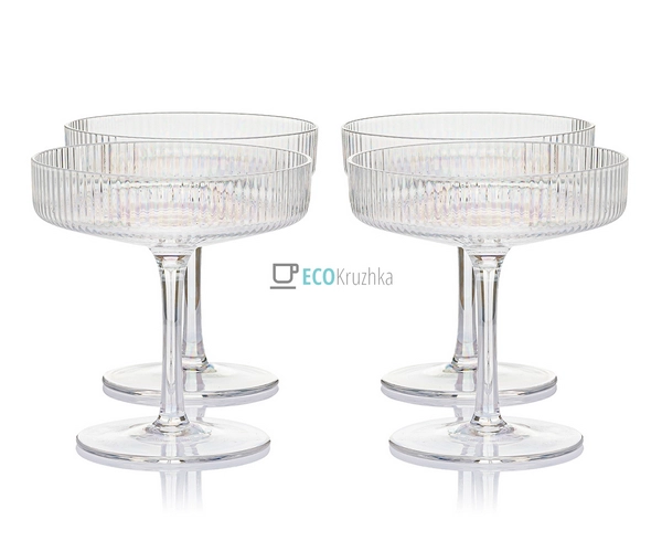 Набір келихів для шампанського ребристих 4 шт. 160 мл EK12437