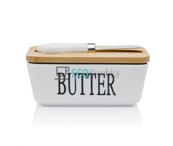 Маслянка керамічна 280 мл з ножом та бамбуковою кришкою ... Маслянка керамічна 280 мл з ножом та бамбуковою кришкою ...