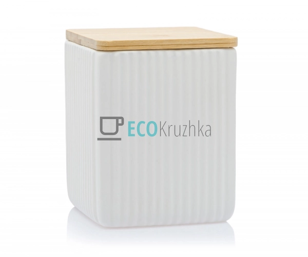Керамічна банка Scandi White з бамбуковою кришкою (900 м ... Керамічна банка Scandi White з бамбуковою кришкою (900 м ...