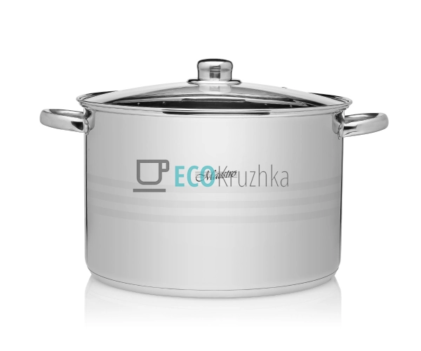 Каструля нержавіюча 18 л професійна з кришкою 32x24 см M ...