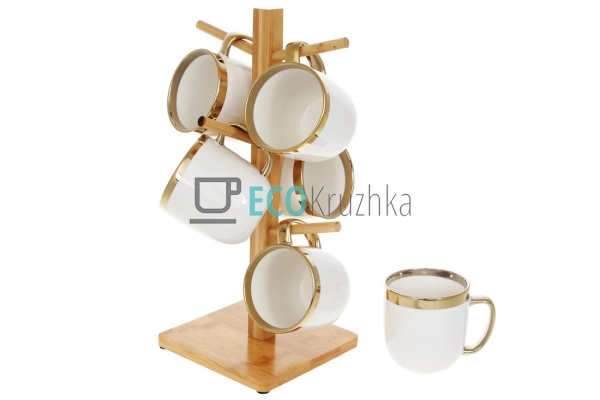 Набір (6 шт) порцелянових чашок 320мл "Золота лінія" на  ... Набір (6 шт) порцелянових чашок 320мл "Золота лінія" на  ...