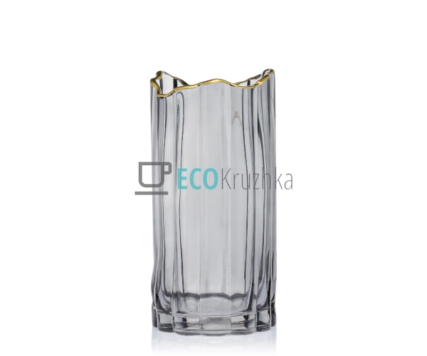Ваза Гетсбі D11.5 х 25см, димчасто-сіра з золотом (527-8 ... Ваза Гетсбі D11.5 х 25см, димчасто-сіра з золотом (527-8 ...