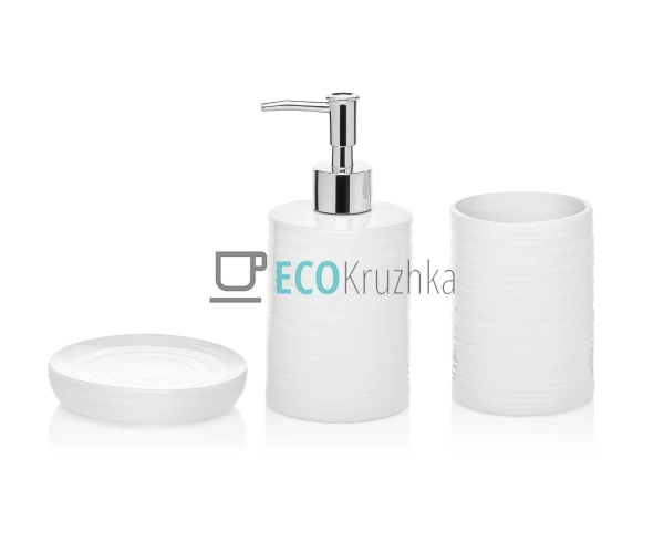 Набір для ванної кімнати (3 предмети): дозатор 390мл, ск ...