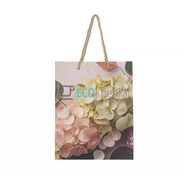 Подарунковий пакет Гортензія в гліттері 32 см PK4-230-3 Подарунковий пакет Гортензія в гліттері 32 см PK4-230-3