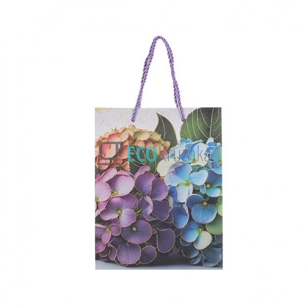 Подарунковий пакет Гортензія в гліттері 41 см PK4-231-1 Подарунковий пакет Гортензія в гліттері 41 см PK4-231-1