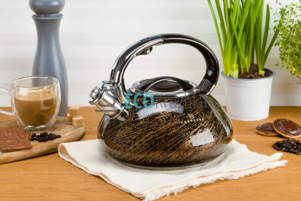 Чайник із нержавіючої сталі зі свистком 3 л Edenberg Чор ... Чайник із нержавіючої сталі зі свистком 3 л Edenberg Чор ...