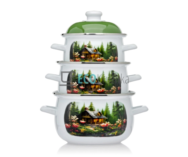 Набір із трьох емальованих кастрюль Edenberg EB-1889