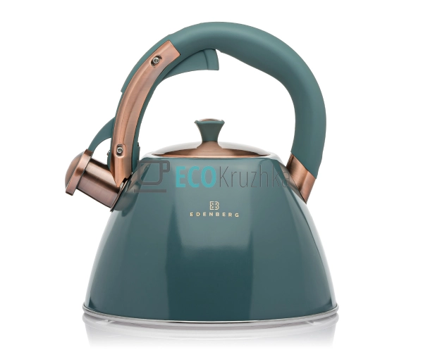 Чайник із нержавіючої сталі зі свистком 3 л Edenberg Смарагдовий EB-8863 Чайник із нержавіючої сталі зі свистком 3 л Edenberg Смарагдовий EB-8863