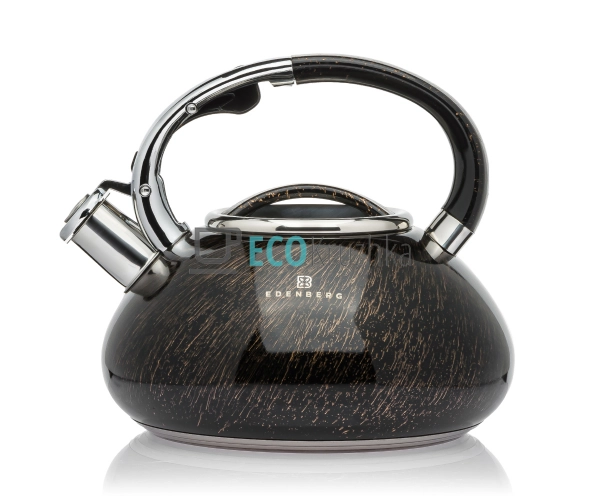 Чайник із нержавіючої сталі зі свистком 3 л Edenberg Чор ... Чайник із нержавіючої сталі зі свистком 3 л Edenberg Чор ...