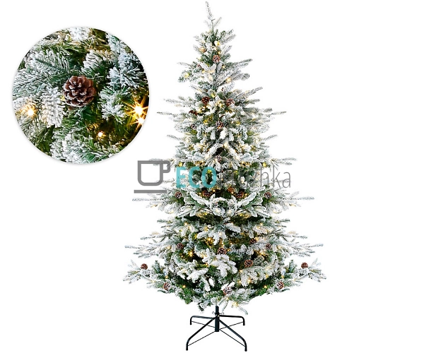 Штучна ялинка "Престиж" із шишками 213 см, 1581 гілка, 400 LED вогнів, тепле біле світло, пишна новорічна ялинка 840-243 Штучна ялинка "Престиж" із шишками 213 см, 1581 гілка, 400 LED вогнів, тепле біле світло, пишна новорічна ялинка 840-243