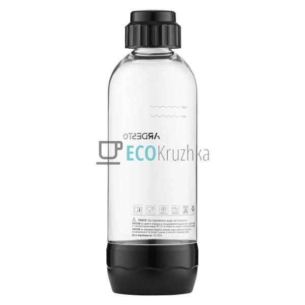 Пляшка для сифону Ardesto 1л, пластик, прозорий (SMW-B1)