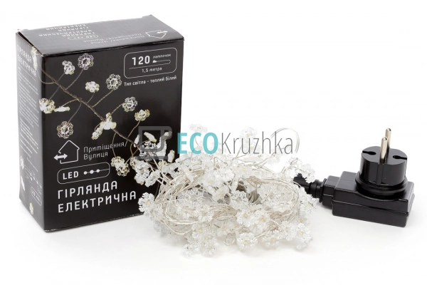 Гірлянда-кластер 120 LED із декором "Сніжинка", теплий б ...