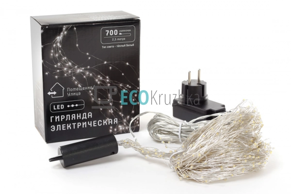 Гірлянда-пучок 700 LED, теплий білий, 28 ниток по 2,5 м, ...