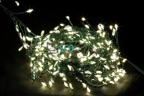 Гірлянда-кластер 280 LED, теплий білий, 1 лінія 2 м, зел ...