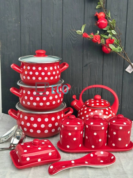 Чайник Емальований 2.2л із свистком Червоний горох Zaurb ... Чайник Емальований 2.2л із свистком Червоний горох Zaurb ...