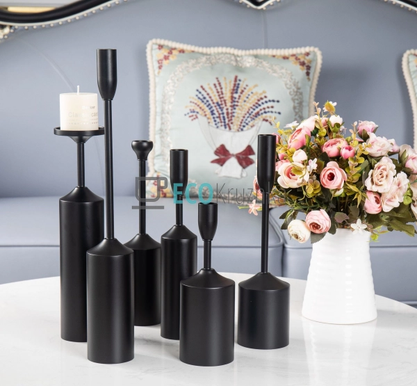 Набір чорних свічників, 6 шт, висота: 39.5, 28.5, 28, 26 ...
