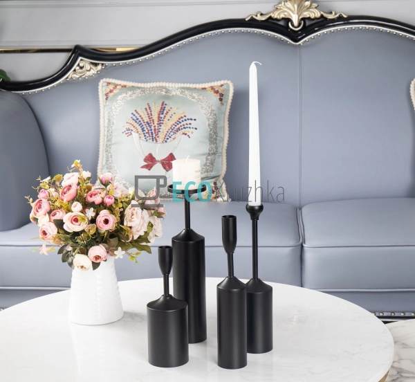 Набір чорних свічників, 6 шт, висота: 39.5, 28.5, 28, 26 ...