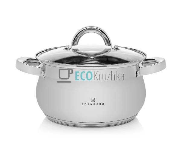 Каструля нержавіюча 6.5 л професійна з кришкою Edenberg  ...